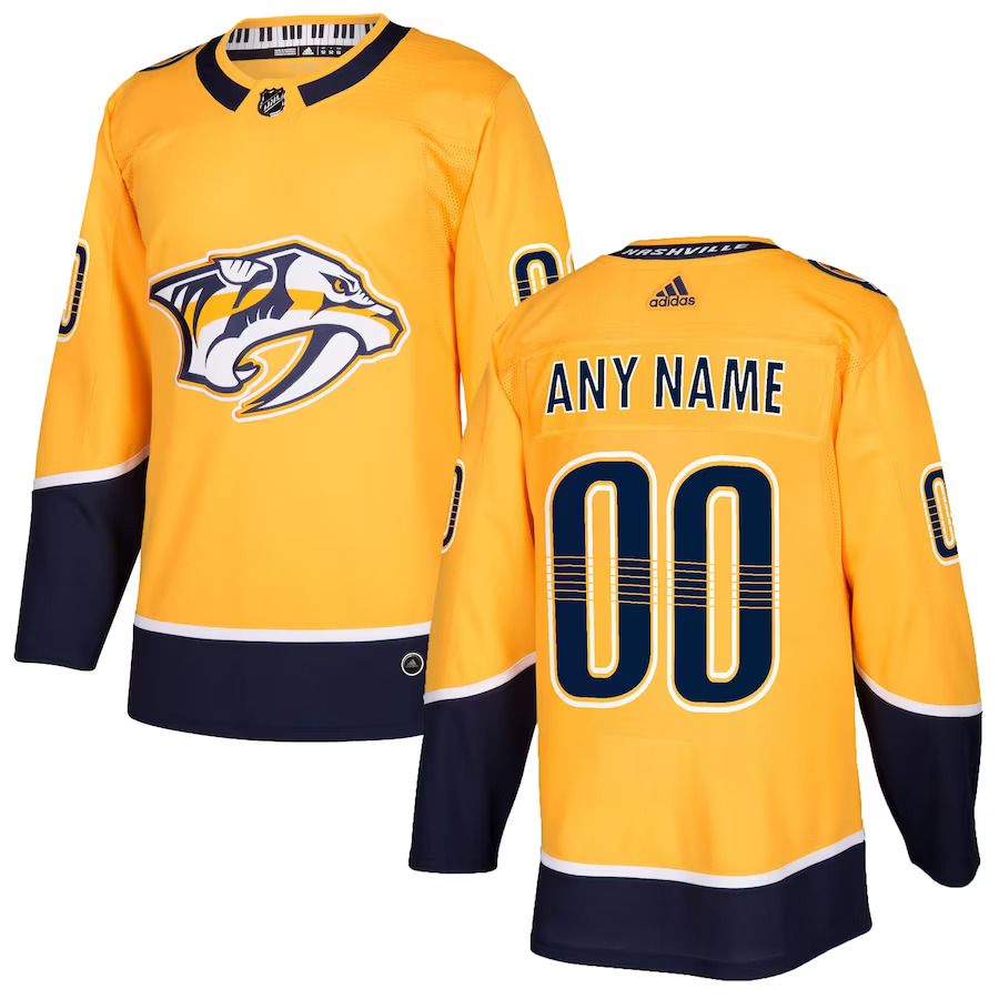 Men Nashville Predators adidas Gold Authentic Custom NHL Jersey